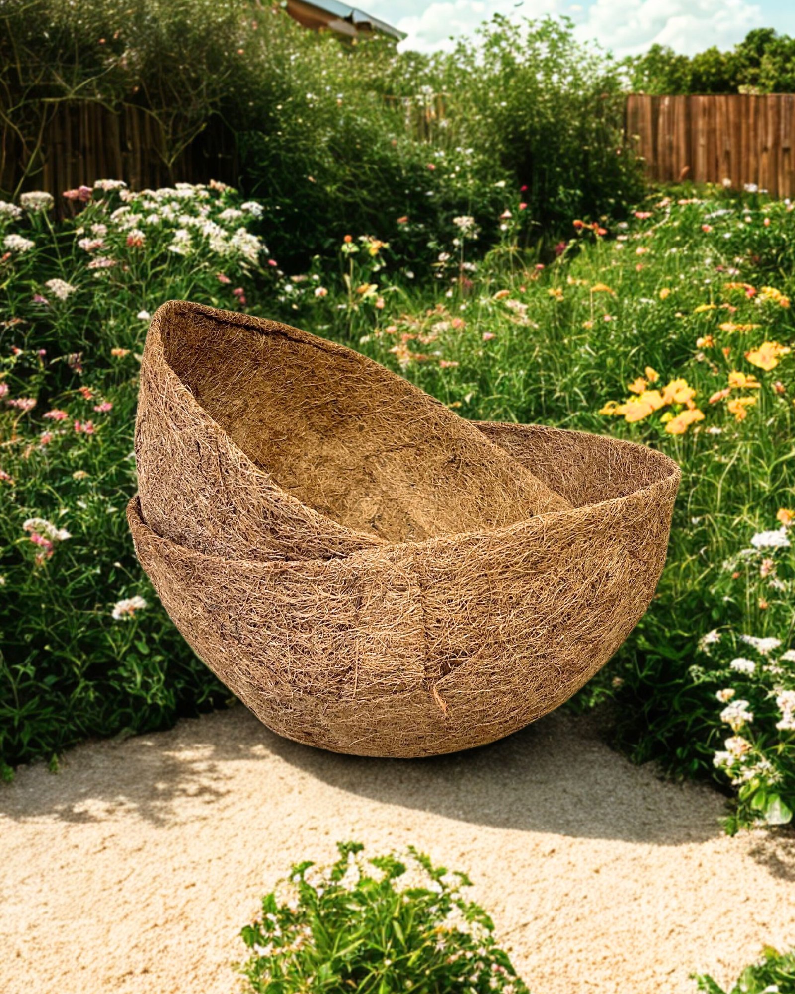CoirProducts Hanging Basket Liners | Premium Biodegradable Coir Fibre Liners for Flowers, Herbs & Container Plants - Image 2